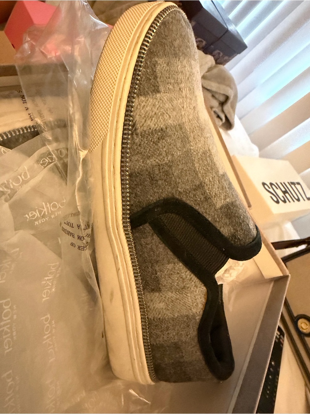 Botkier Gray Plaid Slip-On Sneakers